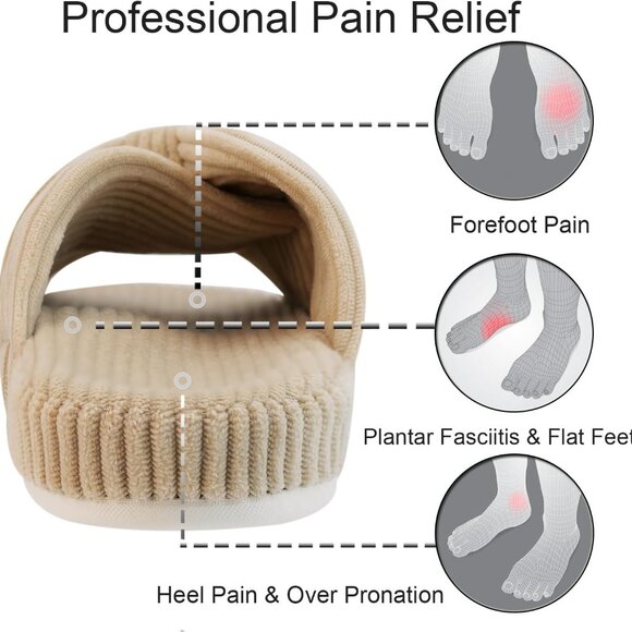 Women's Orthopedic Arch Support Open Toe House Slippers for Plantar Fasciitis La - Picture 4 of 6